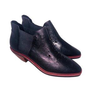 Anthropologie Kelsi Dagger Crestone Black Leather Perforated Ankle Booties 10